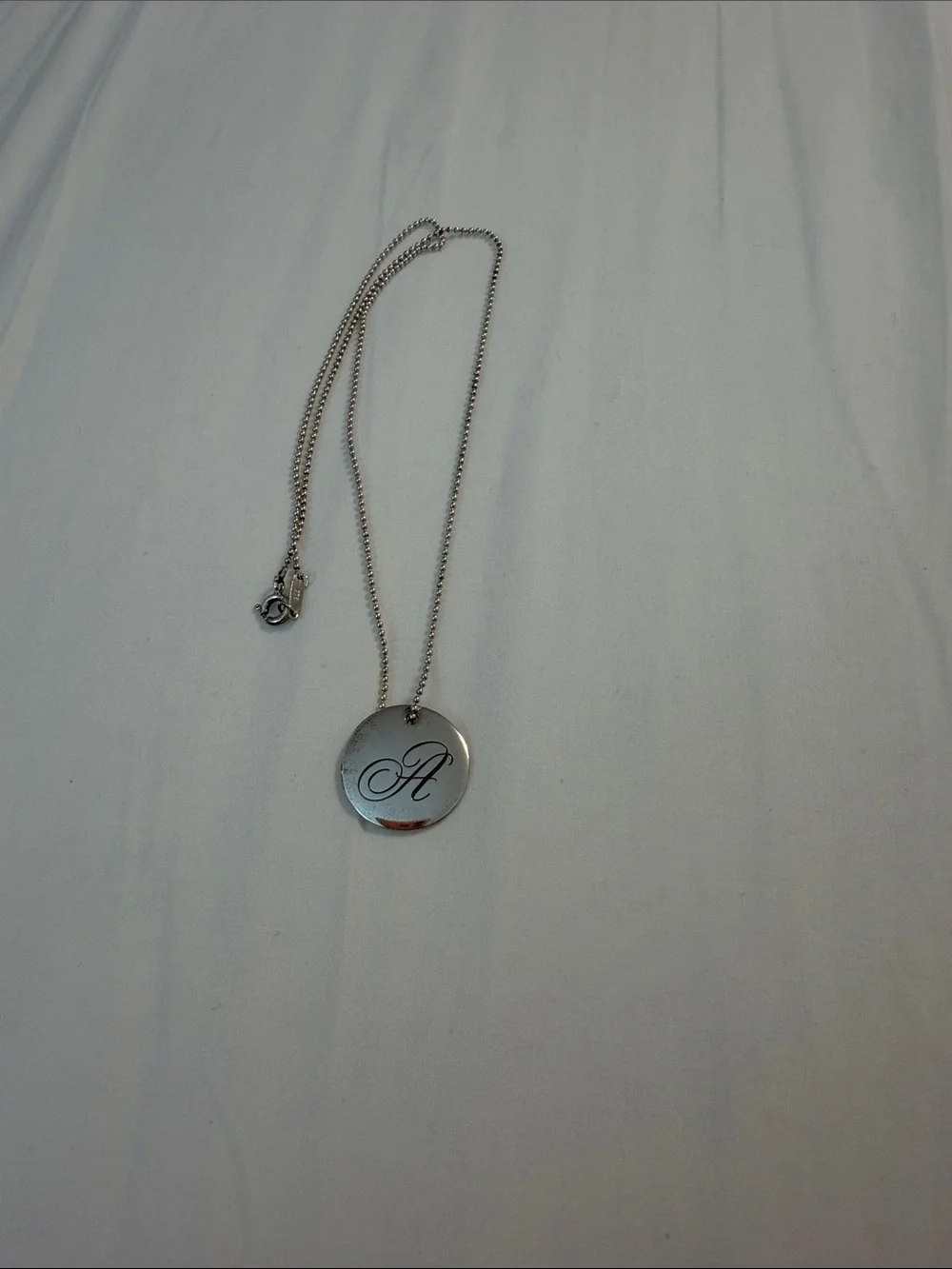 Tiffany and Co Sterling Silver Round Initial Pendant Necklace - Letter A